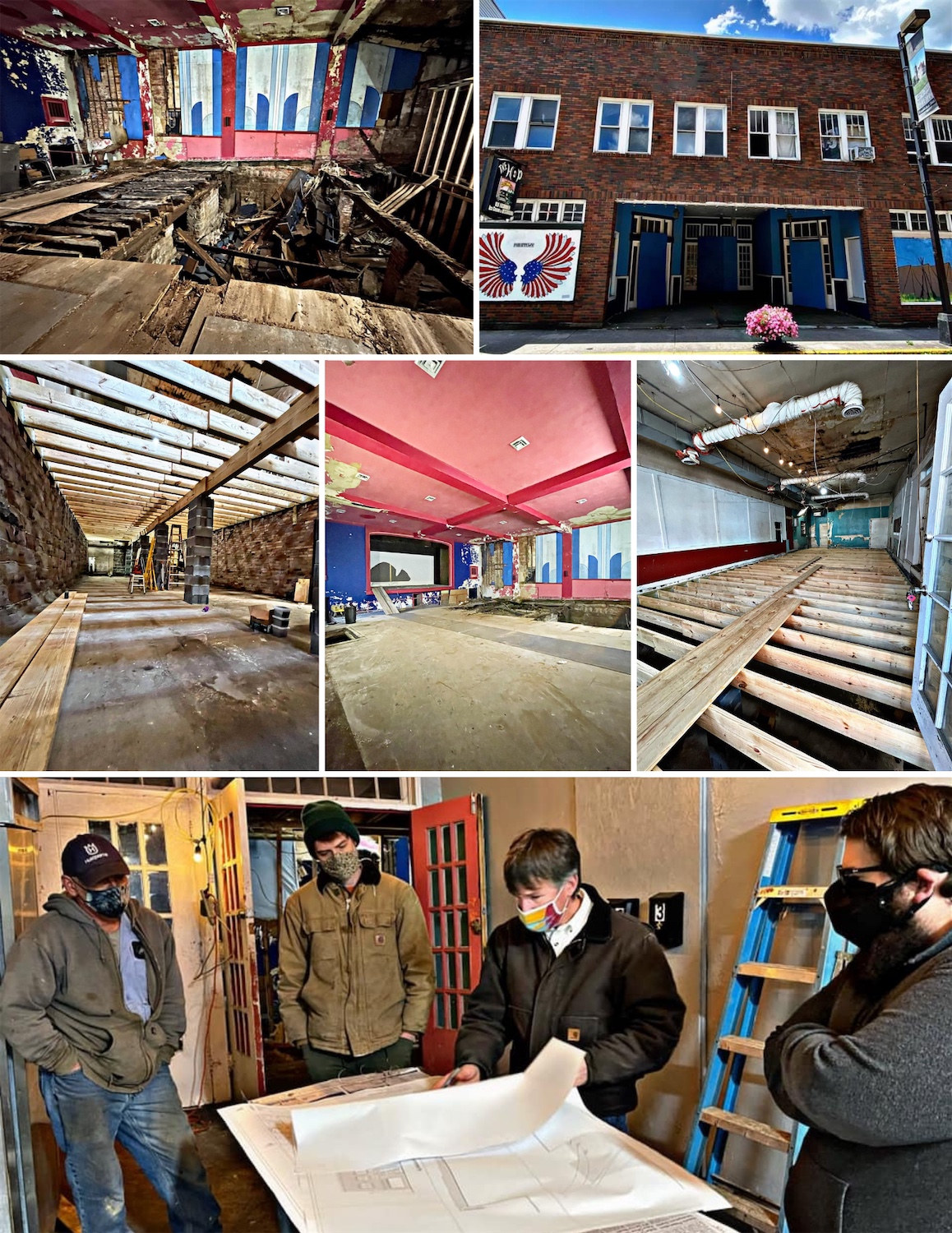 A photo montage of the renovations happening to the Philippi Grand Theatre